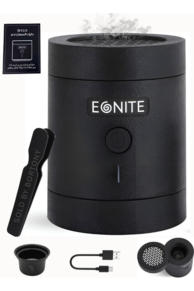 Electronic Bukhour Burner New Version V2.0, Black, Portable Incense Burner with Power Button