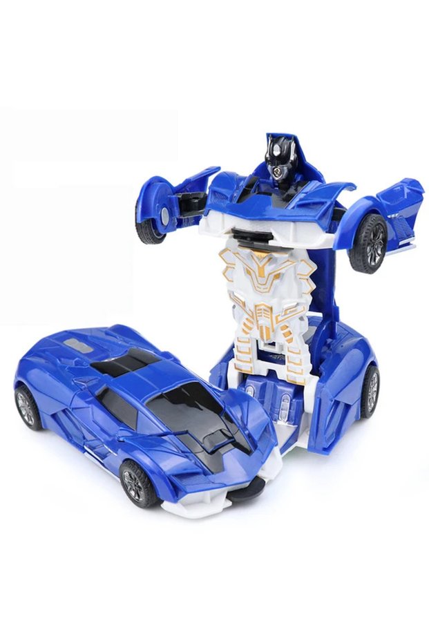 H Blue Mini 2 In 1 Car Toys One-key Transformable Car Toys Automatic Transforming Robot Model Car Di