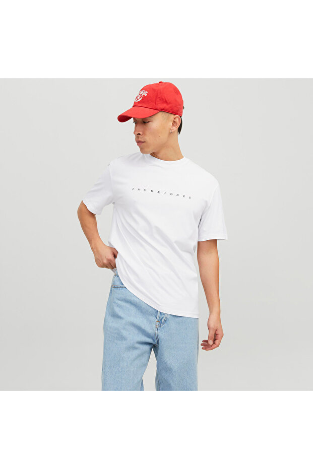 Men's Crew Neck Logo Printed T-Shirt - Star