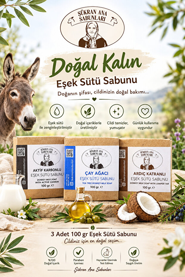 Olive Oil Purifying Donkey Milk Soap 3 Pieces 100 Gr