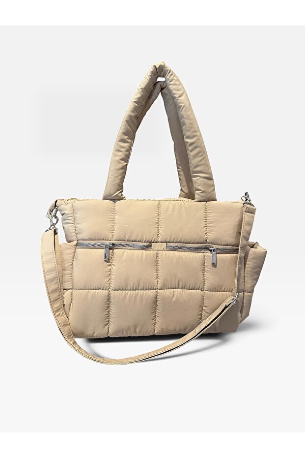 Women's Bag - Rettangolo Speciale - Waterproof Puff Fabric - Ecru