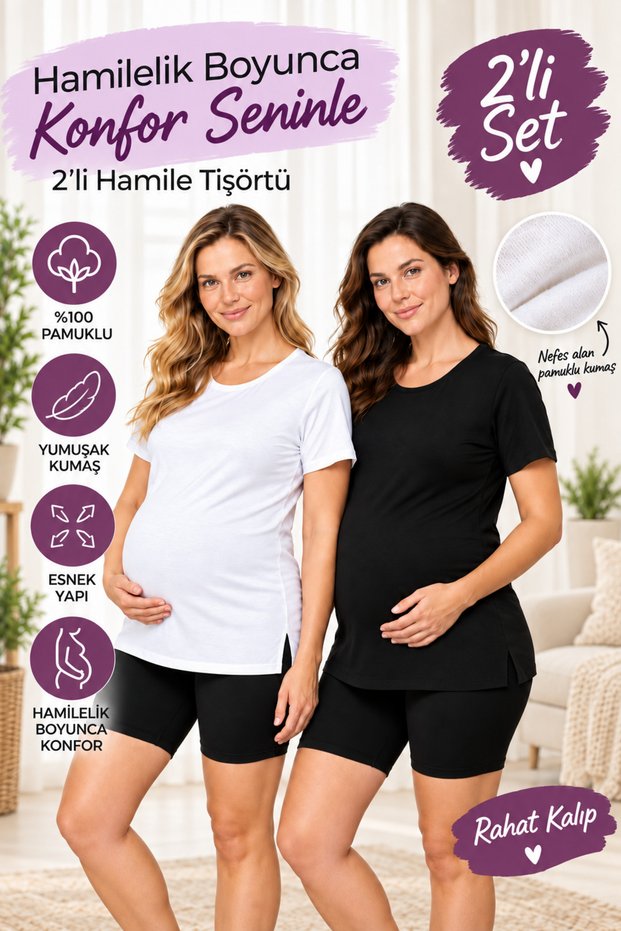 2-Pack Cotton Maternity T-Shirt