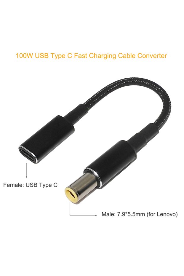 T2 100W USB Type C PD Fast Charging Cable Cord for Lenovo ThinkPad T61 T60 T420 T430 USB-C to 7.9X5.