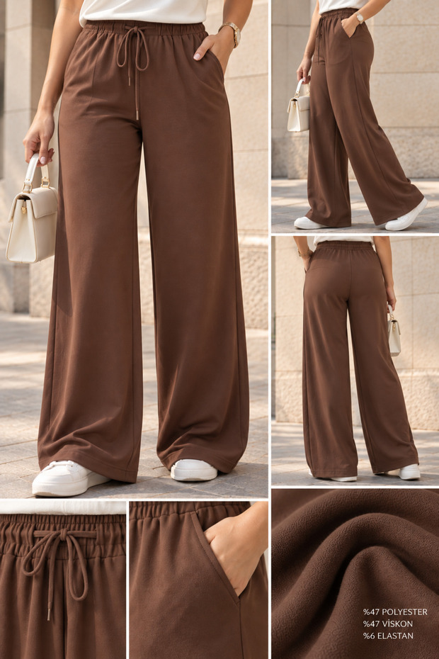 Elastic Waist Wide Leg Pants – Comfortable Fit, Stylish Look