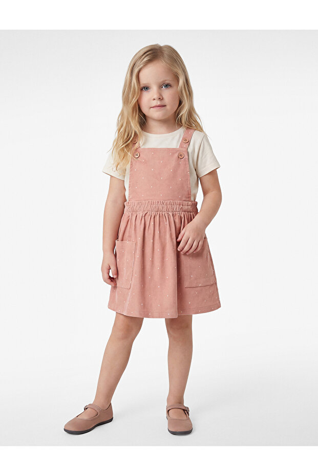 Polka Dot Cotton Square Neck Strappy Velvet Dress