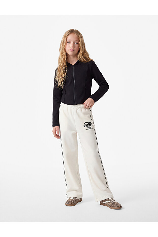 Wide Leg Ecru Girls' Sweatpants 6Wkg40084Ak