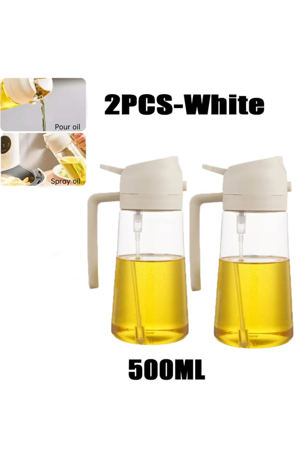 2PCS-white 2in1 Kitchen Spray Oil Dispenser Oil Sprayer Polisher Or Only Brush Spray for Air Fryer S