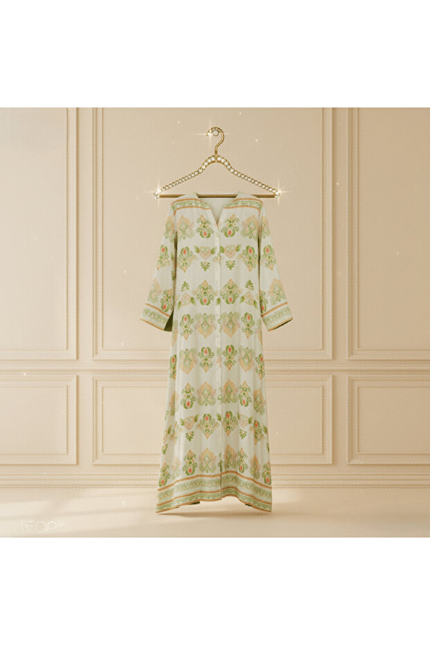 Off-white Jalabiya - أخضر - S