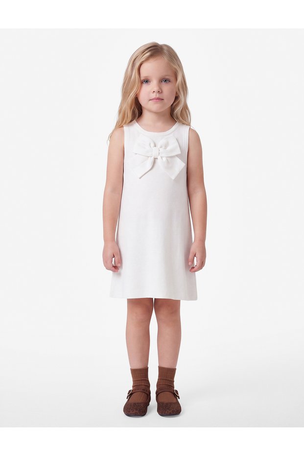 Bowknot Crew Neck Loose Fit Viscose Blend Knitwear Sleeveless Gilet Dress