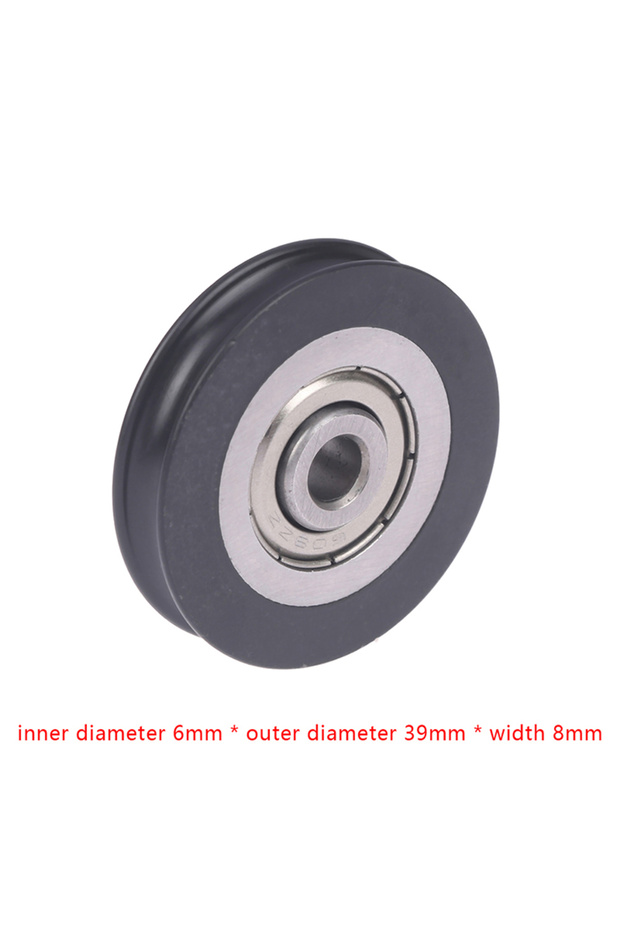 onesize 6*39*8mm Shift Door Pulley Concave Wheel U Groove Wire Rope Over Line Wheel, Wrapped Plast.