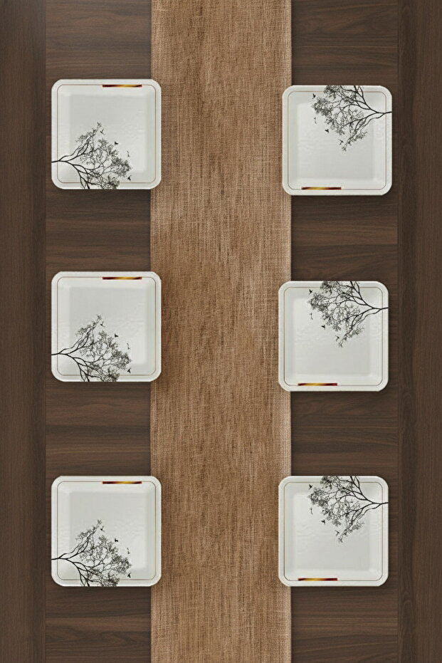 Lux Ceramic Wish Tree Pattern 6-Person Cake Set Serving Plate