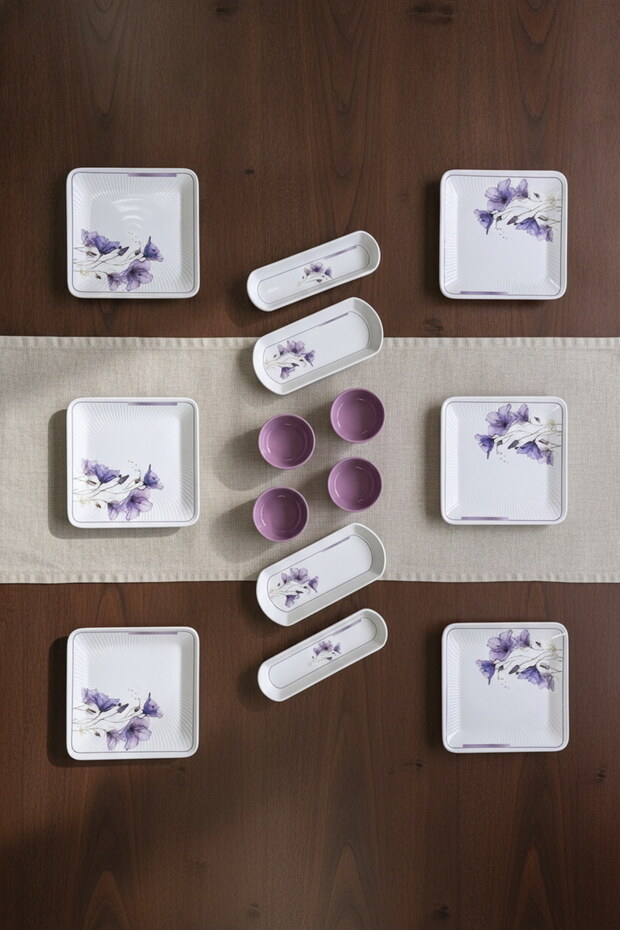 Lila Lotus 14 Piece Luxury Breakfast Set for 6 People Breakfast Presentation Set