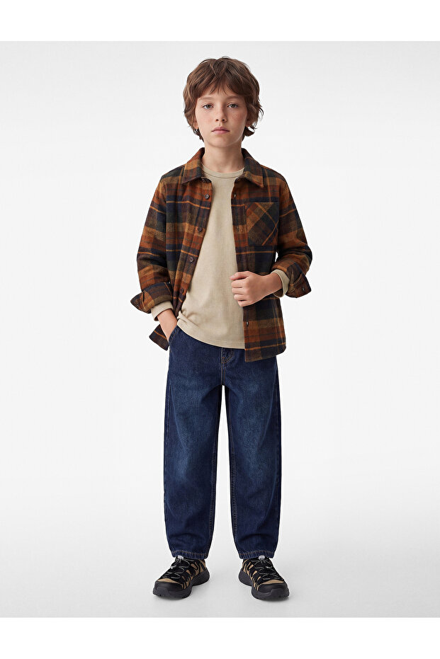 Wool Blend Long Sleeve Plaid Lumberjack Shirt with Pockets