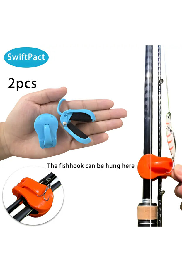 2pcs Blue 2pcs Quick-Attach Fishing Rod Clip - Tool-Free 1-Hand Holder for 2-Piece Freshwater Rods,