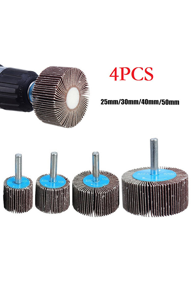 4pc Emery Cloth Sanding Flap Wheel 80Grit With 6mm Mandrel Rod Abrasive Sandpaper Polishing Tools 25