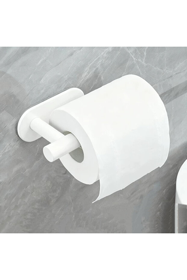 white 1pcs Self Adhesive Towel Rack, Wall Mounted Bathroom Supplies, Bathroom Towel Rack Hanger, Non