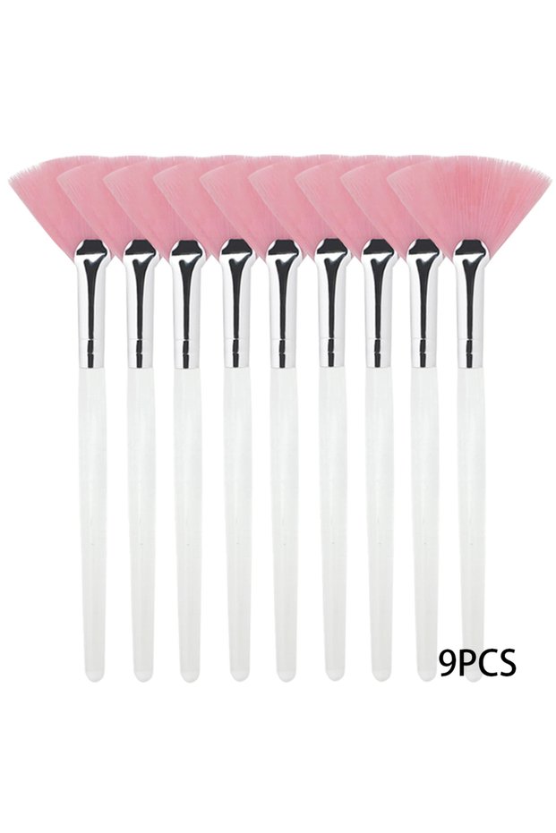 Pink 9pcs 3/9 Pieces Facial Fan Mask Brushes Soft Mask Brush Applicator Esthetician Facial Mask Brus