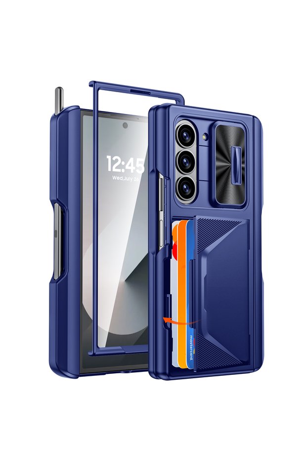 Galaxy Z Fold 6 Blue For Galaxy Z Fold 6,Goddess Day Gift Back Card Pack,Integrated Pen Slot,Full Co