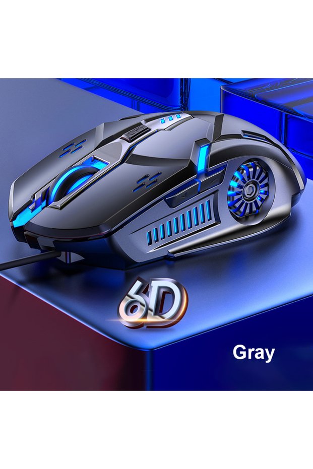 Gray Audio G5 Mute Wired Gaming Mouse RGB Backlight Mechanical Silent Mouse 6 Key 3200 DPI RGB E- Sp
