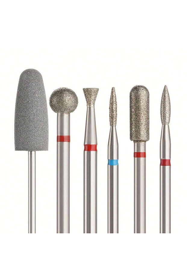 set1 6pcs/set Diamond Sand Nail Files Drill Cuticle Polishing Bit Nail Grinding Head Electric Manicu