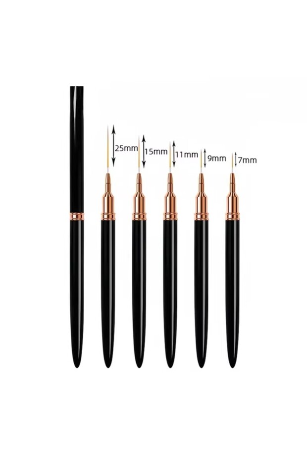 black 5pcs Nail Art Liner Brush Set UV Gel Nail Brushes Kits French Stripe Line Painting Drawing Flo