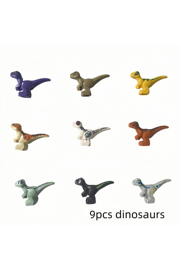 Dinosaurs 9PCS Dinosuars Building Blocks DIY Toys MOC Forest Wild Scene Decoration Bricks Animals Co