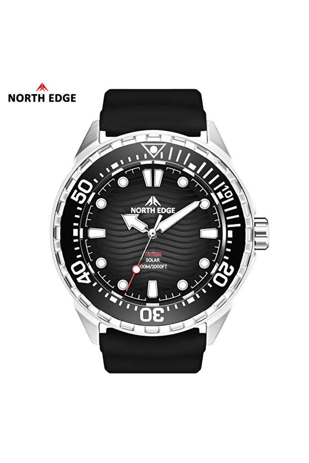 Triton Black NORTH EDGE TRITON-TI Titanium Stainless Solar-Powered Diving Watch Luxury Quartz Watche