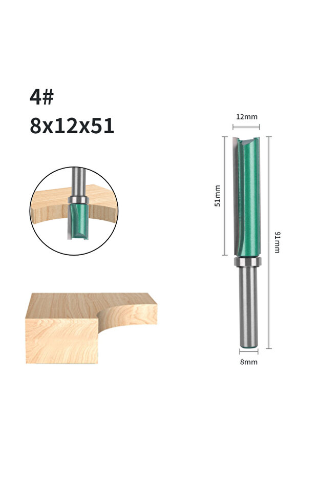 8x12x51 8MM Shank Cove 12MM 14MM Green Pattern Bit Router Bit Face Mill Carbide Cutter Woodworking M