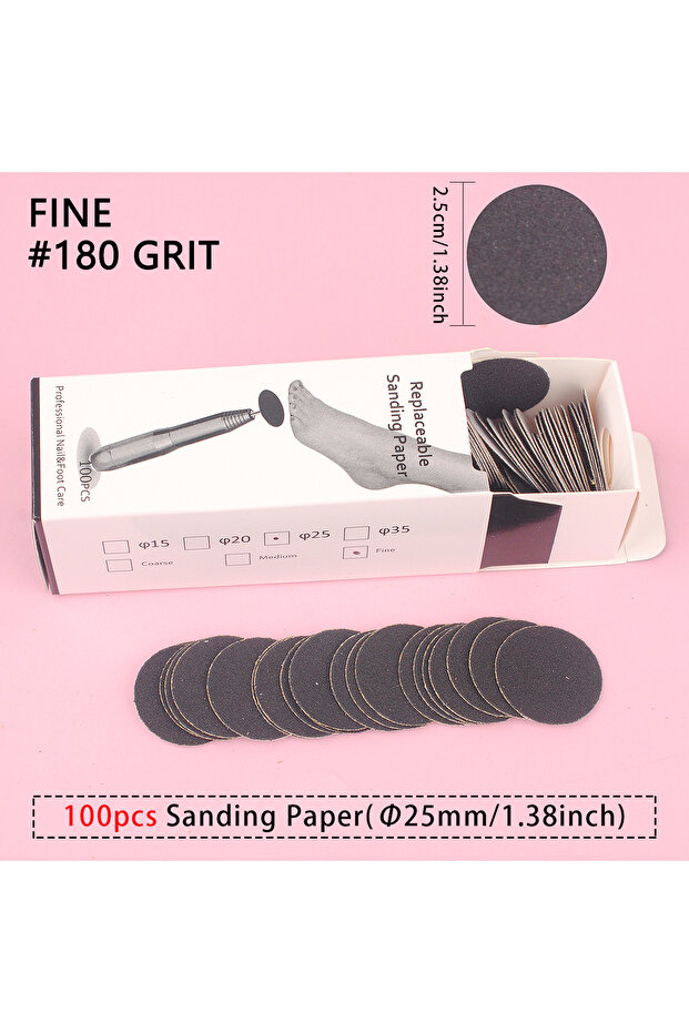 180 Grit Sanderpaper Professional Replaceable Sanding Paper 25mm Pedicure Disc Foot Dead Skin Cuticl