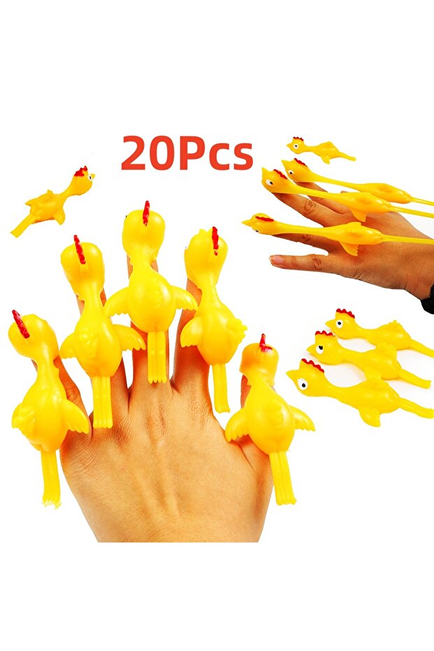 20Pcs 20pcs Novelty Sport Catapulted Ejection Chicken Toy Rubber Prank Flying Toy Slingshot Chicken