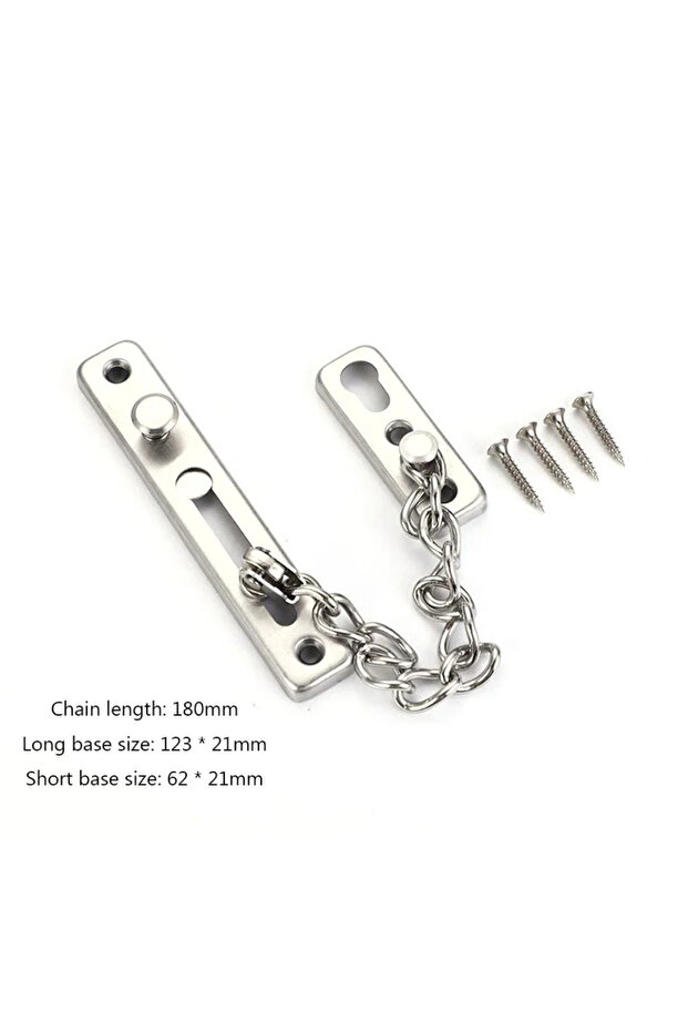 Door Lock Silver Door Chain with Lock Door Lock Bolt Chain Kids Safety Security Home Latch Buckle Gu