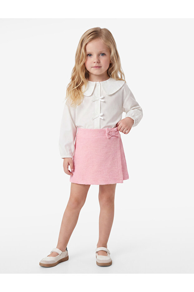 Bow-Tie Textured Tweed Short Skirt