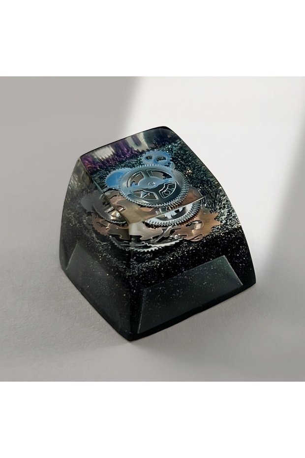 silver SA R1 Profile Black Gold Time Resin Keycaps Personalized Handmade Single for MX Mechanical Ke