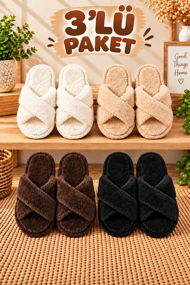 3 Pack Slippers Home Slippers Dowry Bundle Set