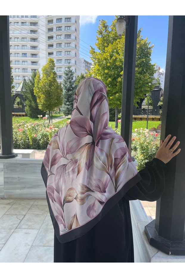وشاح قطني ناعم بنمط أوراق الشجر كبير الحجم 120x120