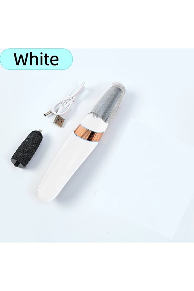 white Portable Electric Foot Grinder USB Rechargeable Adjustable Speed Pedicure Tool Dead Skin Callu