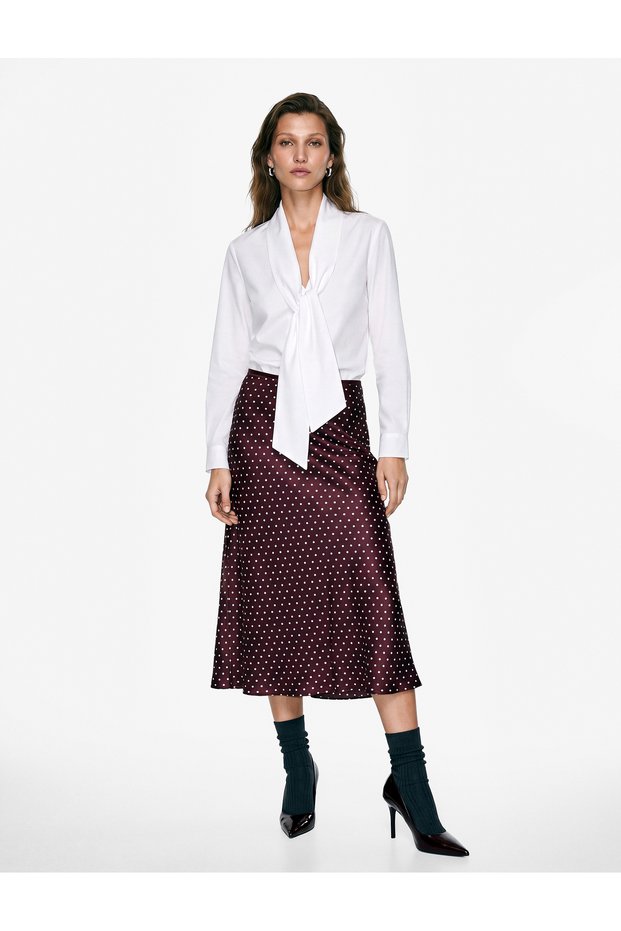 Viscose Fabric Fish Form Polka Dot Satin Skirt