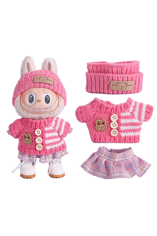 not include dolls NW591-YS-02 6.7inch Labubu Clothing Accessories Set Hat + Clothes + (Pants or Skir
