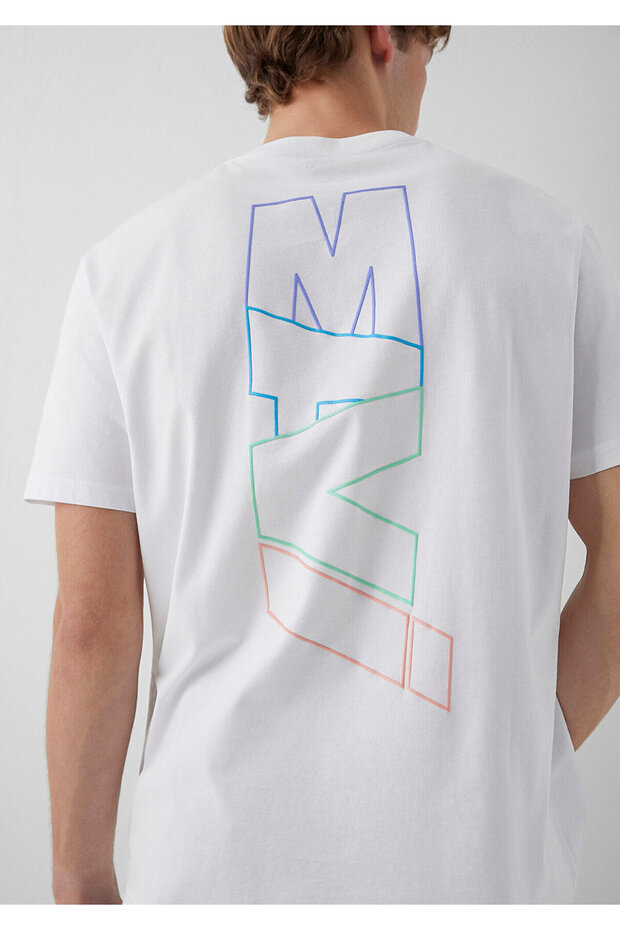 Logo Back Printed White T-Shirt Loose Fit / Loose Relaxed Cut 0612350 -620