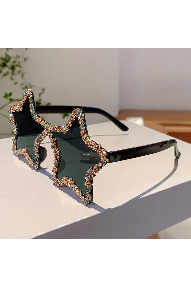as picture shows black black KAMMPT Chic Stars Design Pink Shades Women Rhinestone Shiny Trends Deco