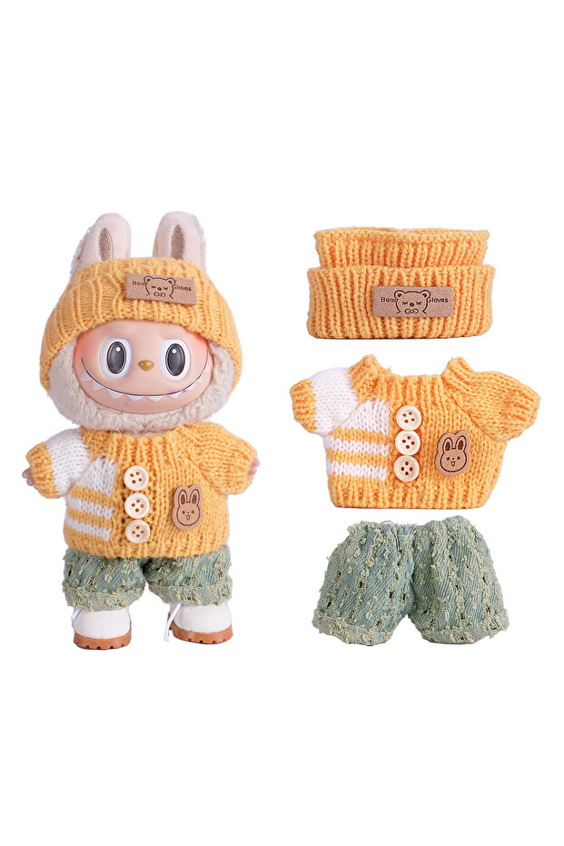 not include dolls NW591-YS-04 6.7inch Labubu Clothing Accessories Set Hat + Clothes + (Pants or Skir