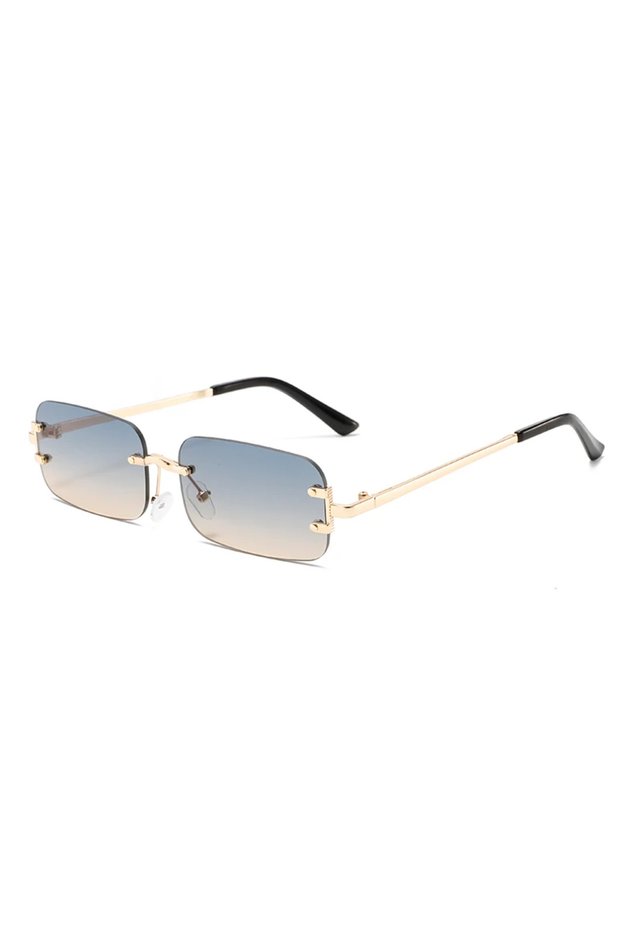 as picture shows gold blue tawny GM LUMIAS Rimless Rectangle Sunglasses Men Fashion Vintage Gradient