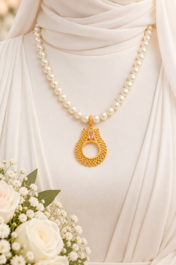 Quarter Gold Compatible 12mm Pearl Necklace