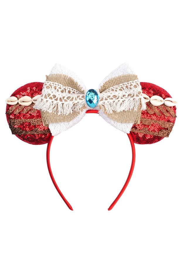 TDMQ320-5 Cartoon Moana Headbands for Girls Kids Grass Green Cute Mouse Ear Hairbands Women Red 5"Se