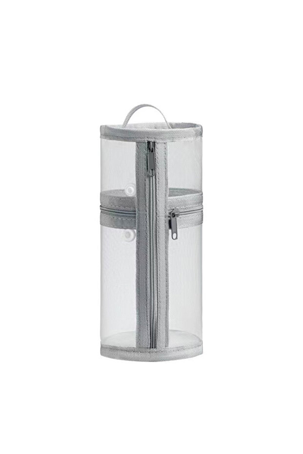Gray Mesh Dual-use Makeup Brush Storage Bag Portable Brush Case Simple Large Capacity Brush Bucket H