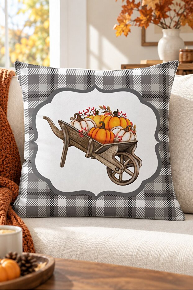 Autumn Themed 43X43 Velvet Cushion Cover
