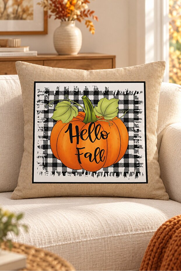 Autumn Themed 43X43 Velvet Cushion Cover