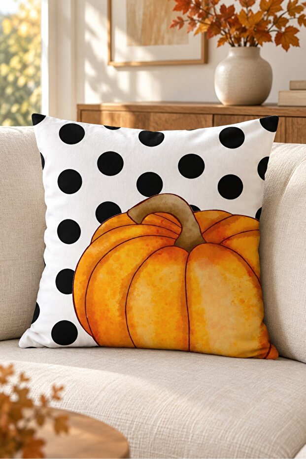 Autumn Themed 43X43 Velvet Cushion Cover