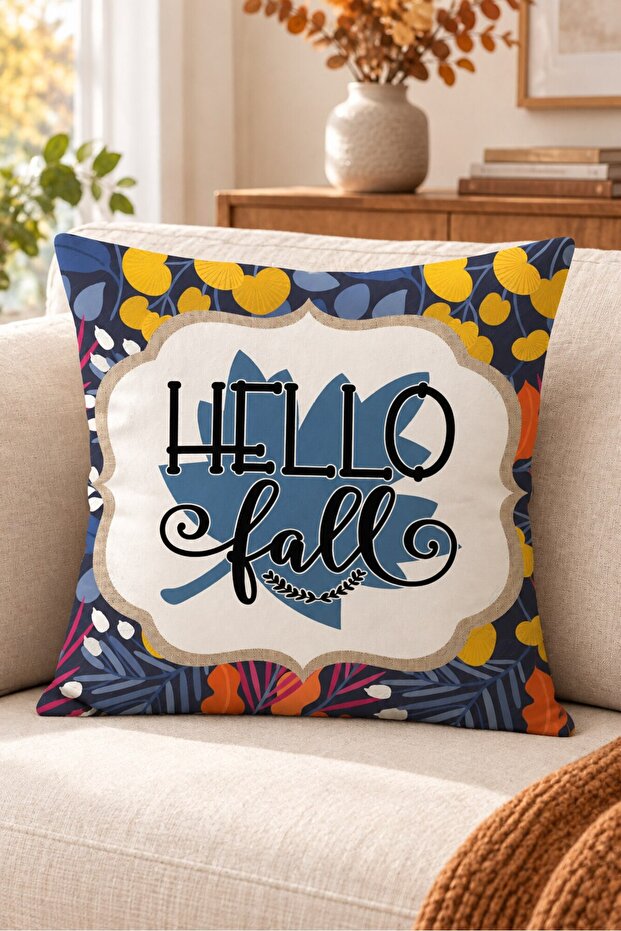 Autumn Themed 43X43 Velvet Cushion Cover