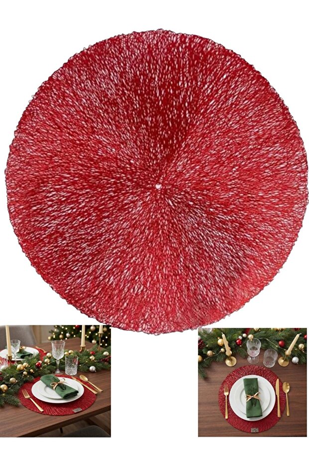 1 Piece Red Christmas Placemat American Style Dining Table Non-Slip Washable Heat Resistant